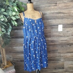 AUW Bumblebee Floral Spaghetti Strap Dress Royal Blue
